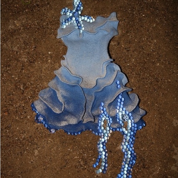 3lato Dresses & Skirts - Elegant Party Custom Made Mermaid Blue Sand Beaded Dress 3lato